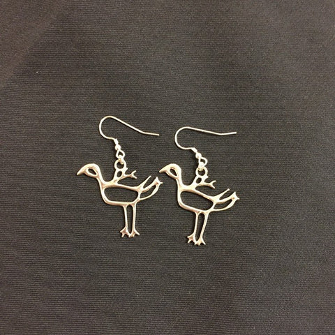 Örhänge i silver Nåjdens fågel i samisk design