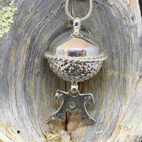 Halsband i silver, Komsekula stor, punsad 20 mm-samiska silversmycken